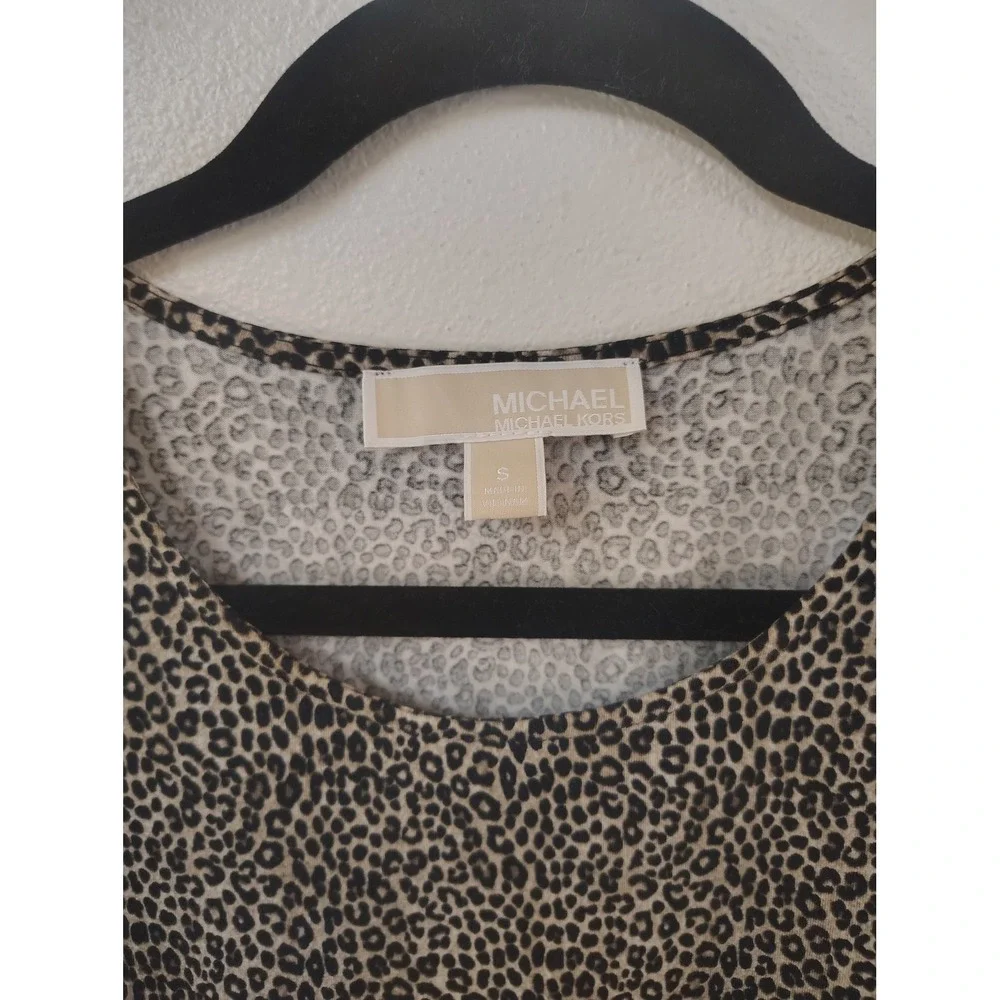 Michael Michael Kors Leopard Print Cold Shoulder Mini Dress Brown Cheetah‎ Small